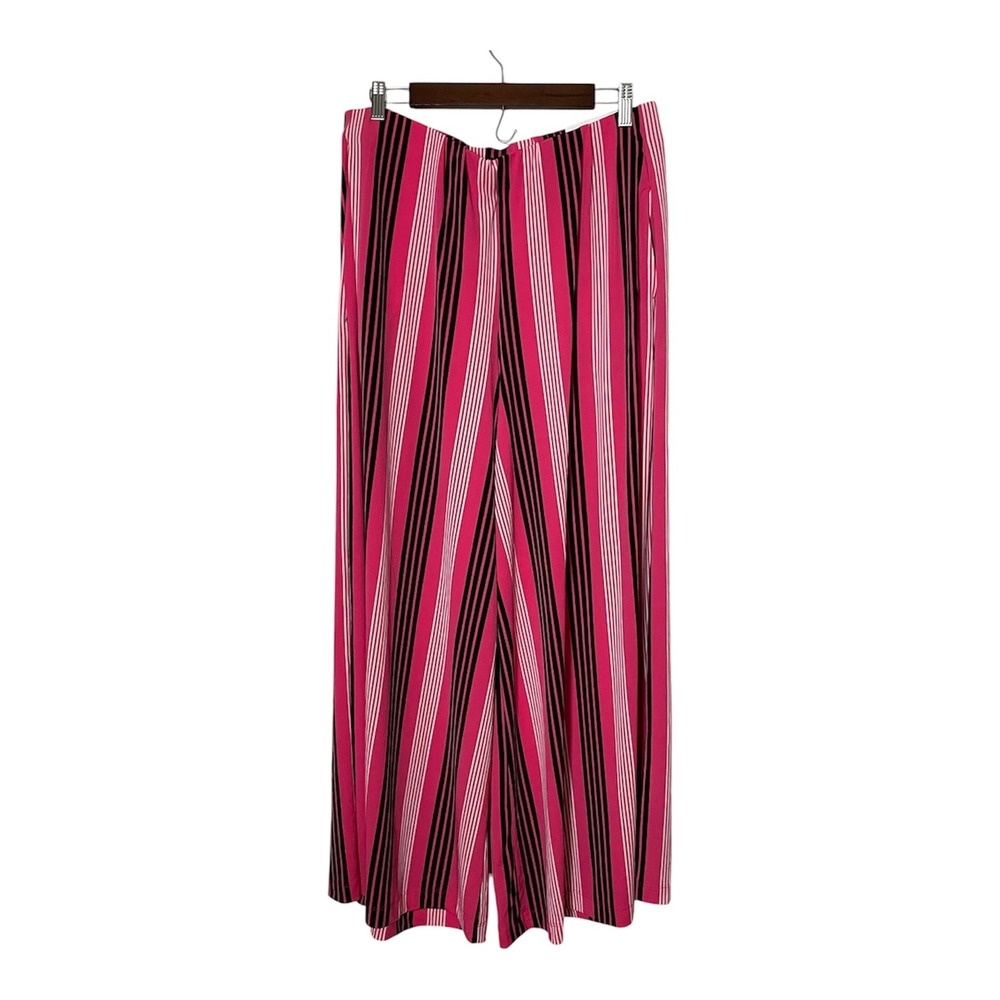 Flex Magic Waistband Pink Striped Wide Leg Pants Mid-Rise 14/16 NWT